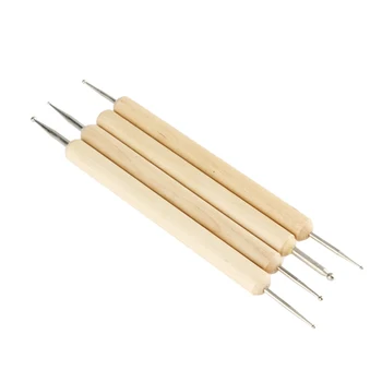 

New Arrival Wooden Handle Carving Tool Set Pack of 4 Ball Stylus Polymer Clay Pottery Ceramics Sculpting Modeling Tools HR