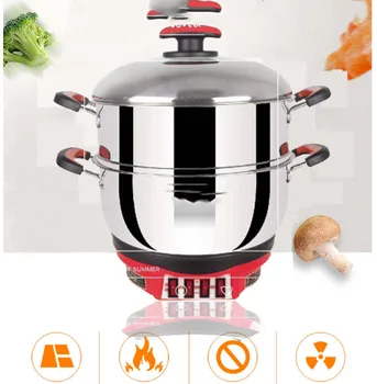 

Steamer Stainless steel electric cooker household Stir-fry chafing dish braising steaming frying boiling 4/4.5/5/5.5L