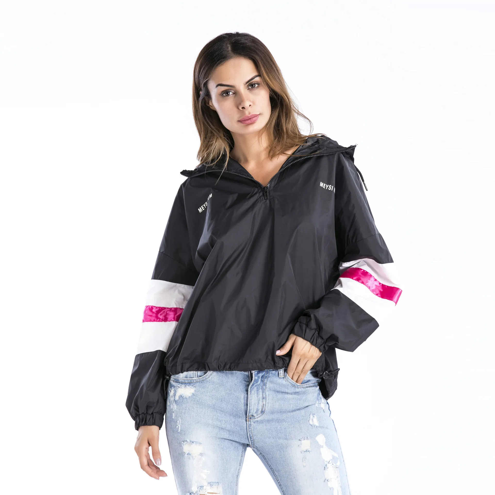 2018 Women's Bohemia jacket hooded letter hooded windbreaker Female Top Casual autumn and winter Sweatershirts Pullover sweater