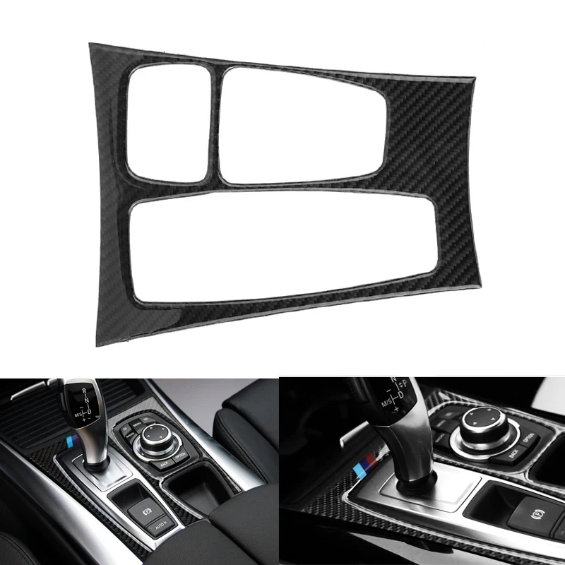 

Car Gear Shift Control Panel Cover Trim Frame Decorative Sticker Carbon Fiber for BMW X5 X6 E70 E71 2007-2013