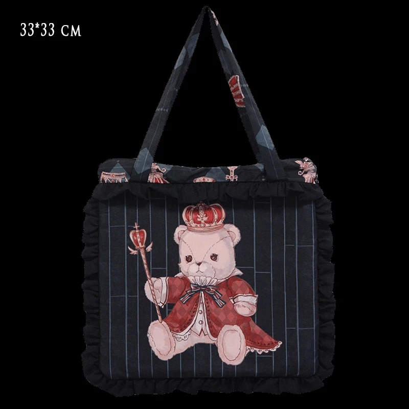 Kawaii рюшами Сумочка с короткими ручками для женщин мультфильм сказочный медведь