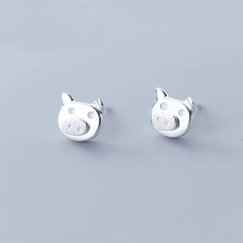 

MloveAcc New Fashion 100% 925 Sterling Silver Lovely Pig Stud Earrings for Women Silver Earring Fine Jewelry Gift
