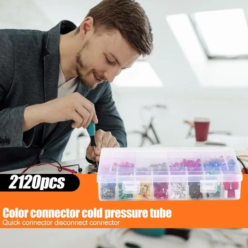 

2120pcs Electrical Cable Wiring Connector Insulated Cold-pressed Terminals Wire Crimp Cable Connector Terminals