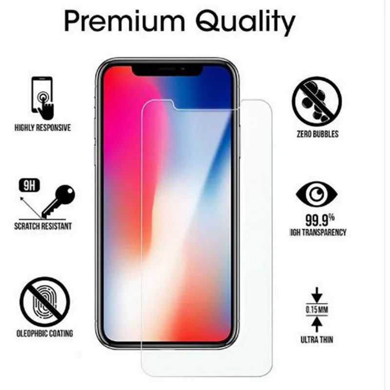 Закаленное стекло для iPhone XSMax X 7 8 6 6S Plus 5 5S 4S 9H Защитная пленка экрана Защитное XS Max