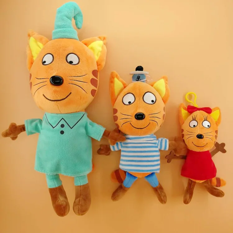 

3pcs/set Cute Russian Cartoon Three Kittens Happy Kittens Cat Soft Cotton Stuffed Plush Toys Animal Cat Toy Doll For Kids Gift