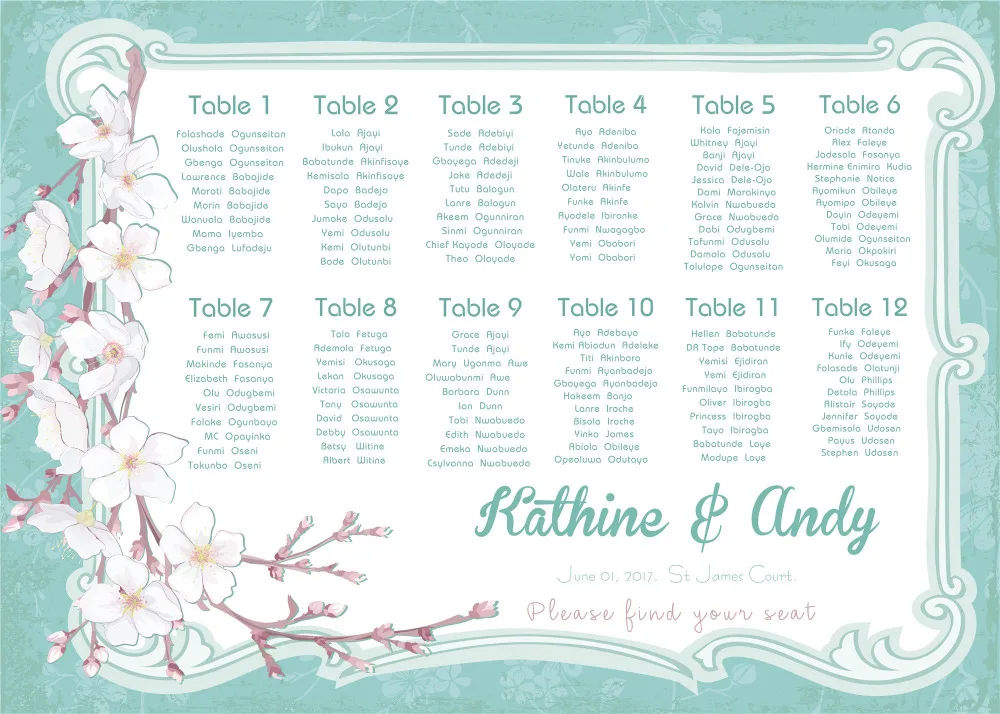 US $15.0 The exceptional printable wedding day seating application electronic record presented just can be birthday or christams bash sakura-inside of Social gathering Do it yourself Decorations towards picture regarding Printable Wedding Seating Chart referred to as US $15.0 The one of a kind printable marriage seating method electronic report available simply can be birthday or christams social gathering sakura-in just Bash Do-it-yourself Decorations against
