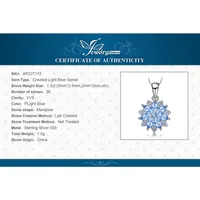 JewelryPalace Flower 1.2ct Created Blue Spinel 925 Sterling Silver Pendant Necklace for Woman Fashion Gift Fine Jewelry No Chain 6