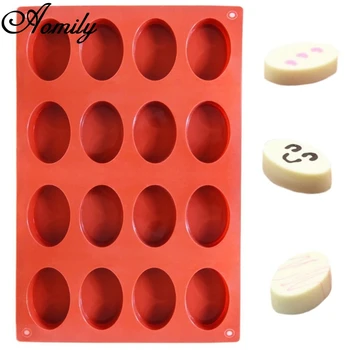 

Aomily 16 Holes Ellipse Shaped 3D Silicon Chocolate Jelly Candy Cake Bakeware DIY Pastry Bar Ice Block Soap Mould Baking Tool