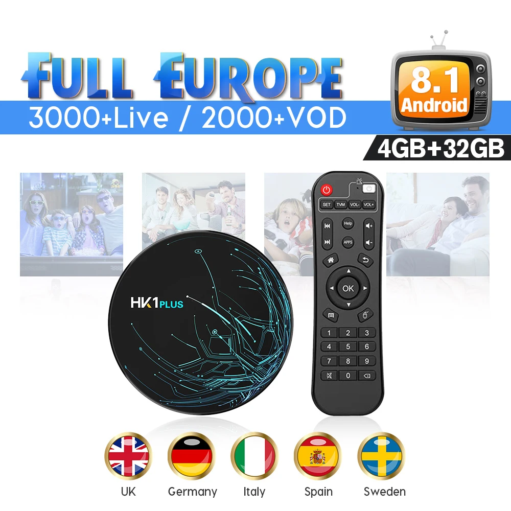 

Android France IPTV Spain HK1Plus 4G 32G Quad Core Europe Full HD IPTV Subscription IUDTV Code IP TV Italy Greece Belgium box