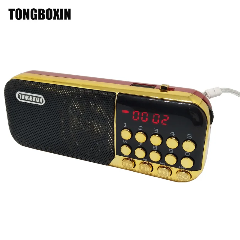 

TONGBOXIN C-22 Portable Pocket FM Radio Receiver Mini Speaker USB TF Card Function 3.5MM Earphone Out Digital Number Select
