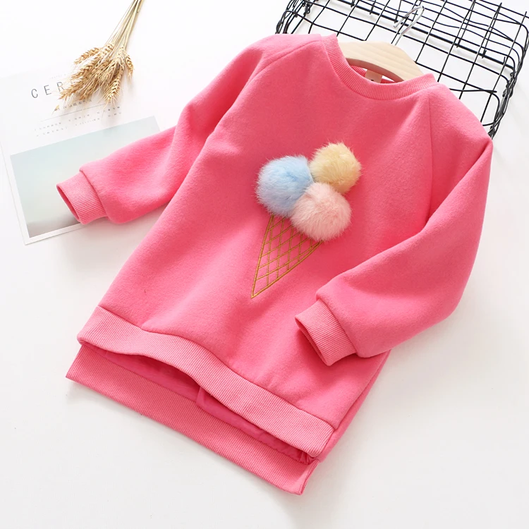 Милый плотный флисовый свитер для девочек, милая куртка с рисунком мороженого для маленьких девочек, свитера, детская одежда