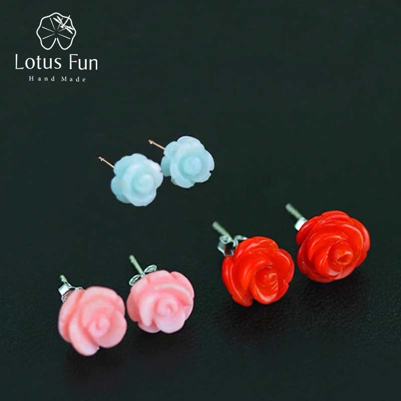 Женские серьги-гвоздики цветок Lotus Fun изящные Винтажные серьги ручного