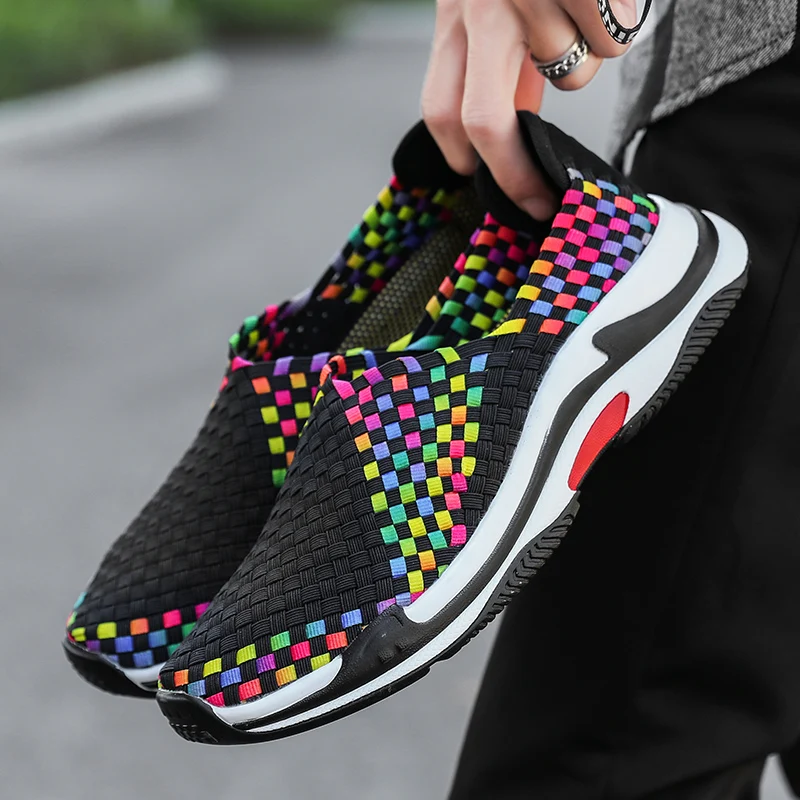 

Hot Sale Explosive Models Camouflage Handmade Breathable Woven Men Shoes Casual Breathable Comfortable Walking Male Sneakers
