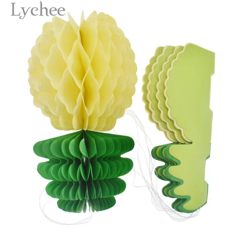 

Lychee 5pcs Tropical Pineapple Honeycomb Ball Fruit Design Festival Decoration Handmade DIY Paper Party Ornaments