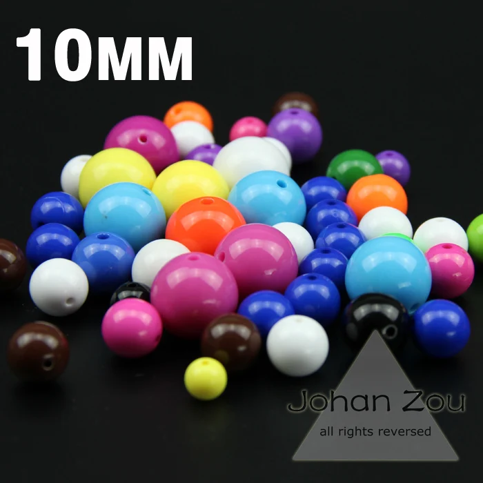 

JHNBY Top quality 100PCs 10mm Acrylic Candy color beads Color balloon romance Colorful Chunky Beads jewelry Necklace Making DIY