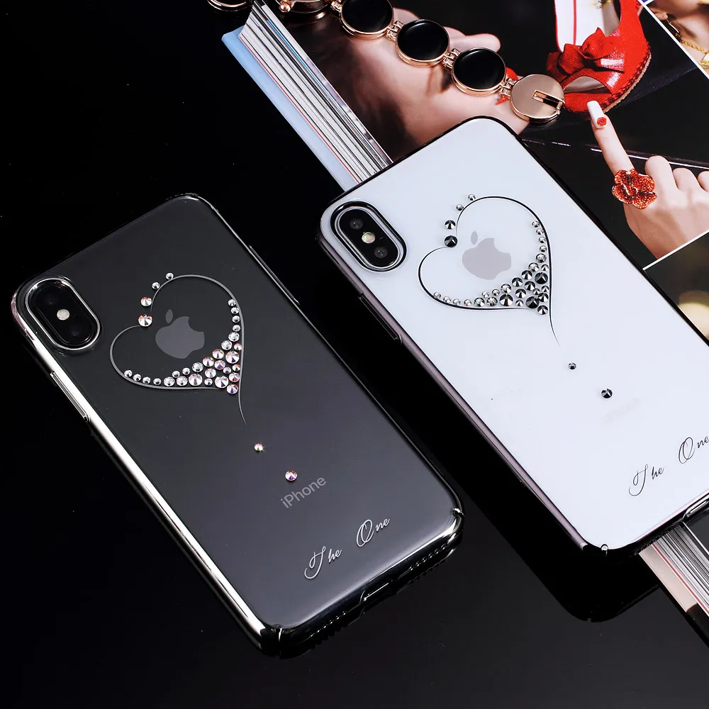 online KINGXBAR para o iphone X 10 Caso Estrela Da Série Do Coração Swarovski Decoração De Cristal PC Tampa Da Caixa de Telefone Rígido de Volta para o iphone X Coque Capa