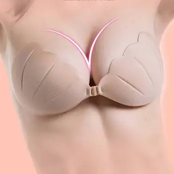 

Sexy Invisible Bra Women Shell Strapless Bras Wedding/Evening Dress Sticky Silicone Self-Adhesive Front Buckle Brassiere