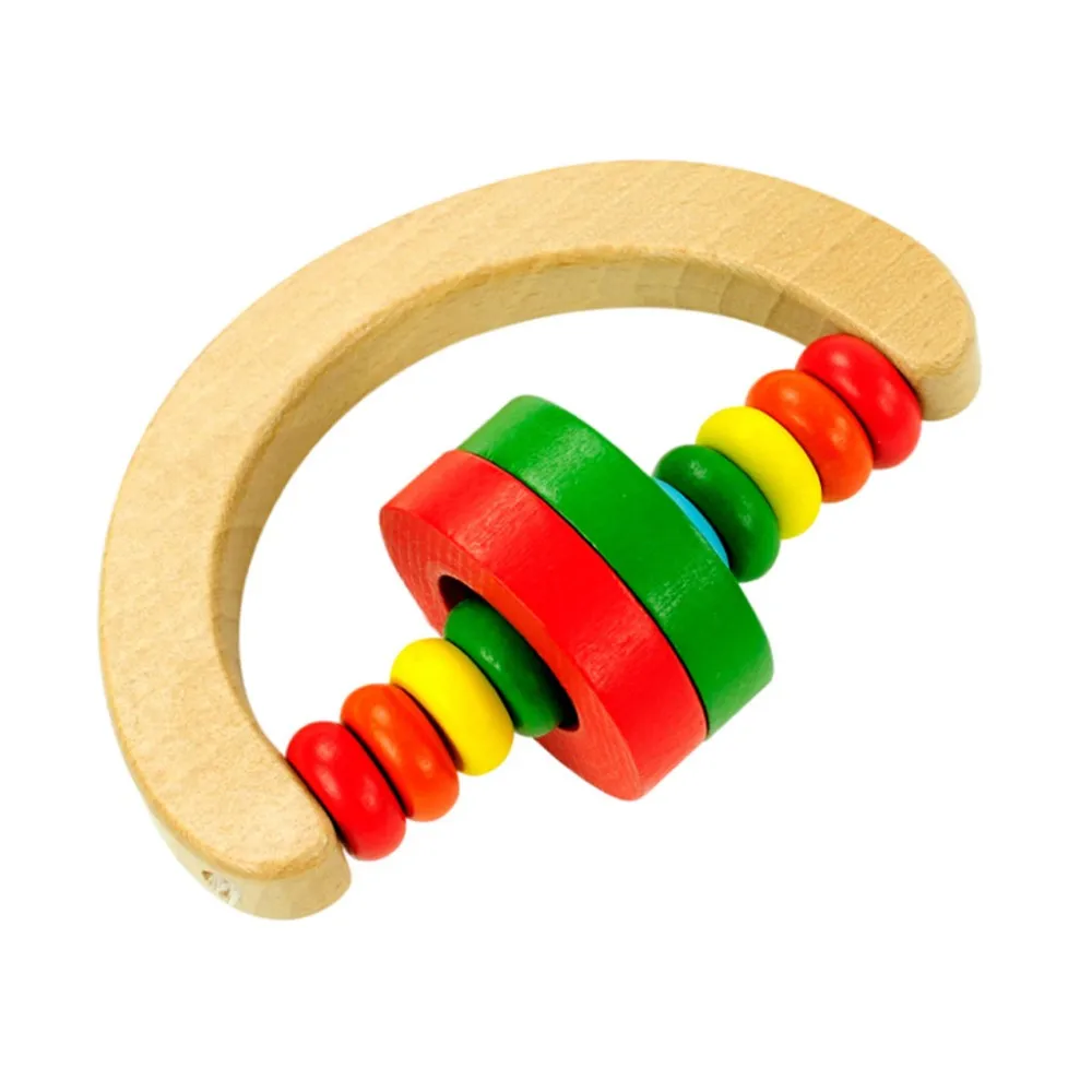 1 шт. Игрушки для маленьких детей деревянный bell игрушка-погремушка колокольчик музыкальные развивающие инструмент малышей погремушки на ручку - Цвет: half round 110mm