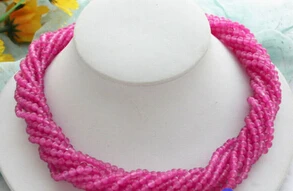 

Jewelr 006127 10row 4mm round mauve stone bead necklace