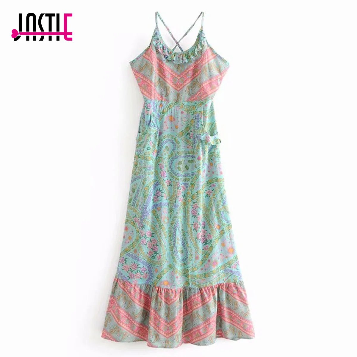 Jastie City Lights Gown Midi Dress Elastic Waist Open Back Sexy Dresses Bohemian Print Women Dress Boho Casual Beach Dresses Jastie City Lights Gown Midi Dress Elastic Waist Open Back Sexy Dresses Bohemian Print Women Dress Boho Casual Beach Dresses