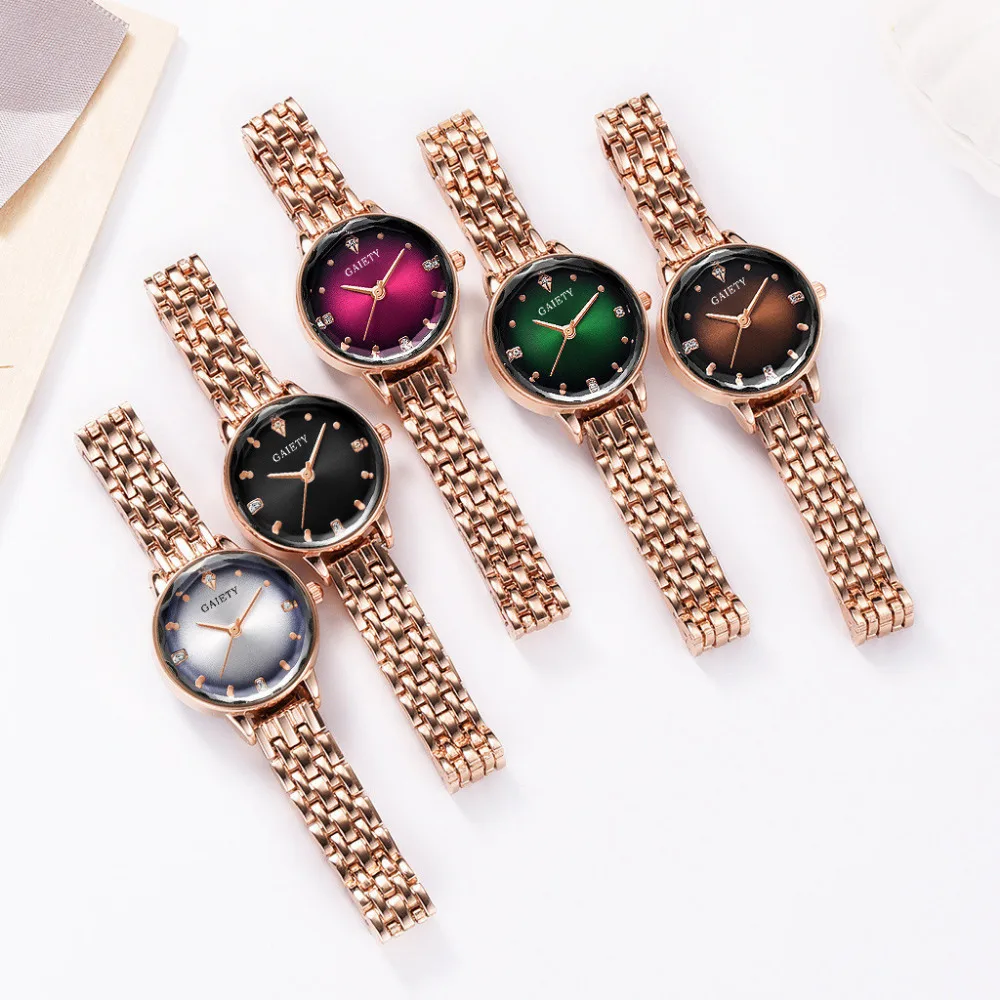 

Fashion Luxury Crystal Rhinestone Exquisite Ladies Watch Stainless Steel European And American Casual Women Quartz Watches Gift