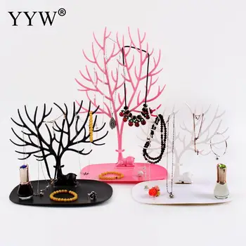 

Multifunctional plastic Necklace Chain Bracelet Earring Holder Jewelry Display Pink White Tree Branch Stand Rack Hanger 25cm