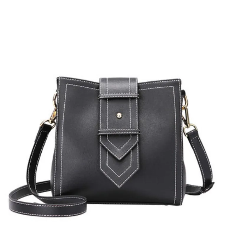 Women bag Punk Rivet Bucket Shoulder bag Interior slot pocket Vintage Flap Pocket solid black bag Chain Messenger bag 002fyq001 Women bag Punk Rivet Bucket Shoulder bag Interior slot pocket Vintage Flap Pocket solid black bag Chain Messenger bag 002fyq001