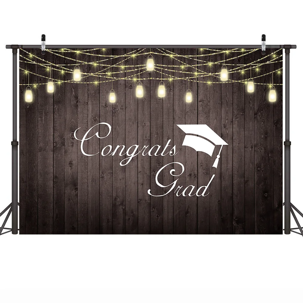 

Wood Floor Background Celebration Graduation Party Backdrop Photographic Banner for Classmate Vinyl Cloth 7x5FT
