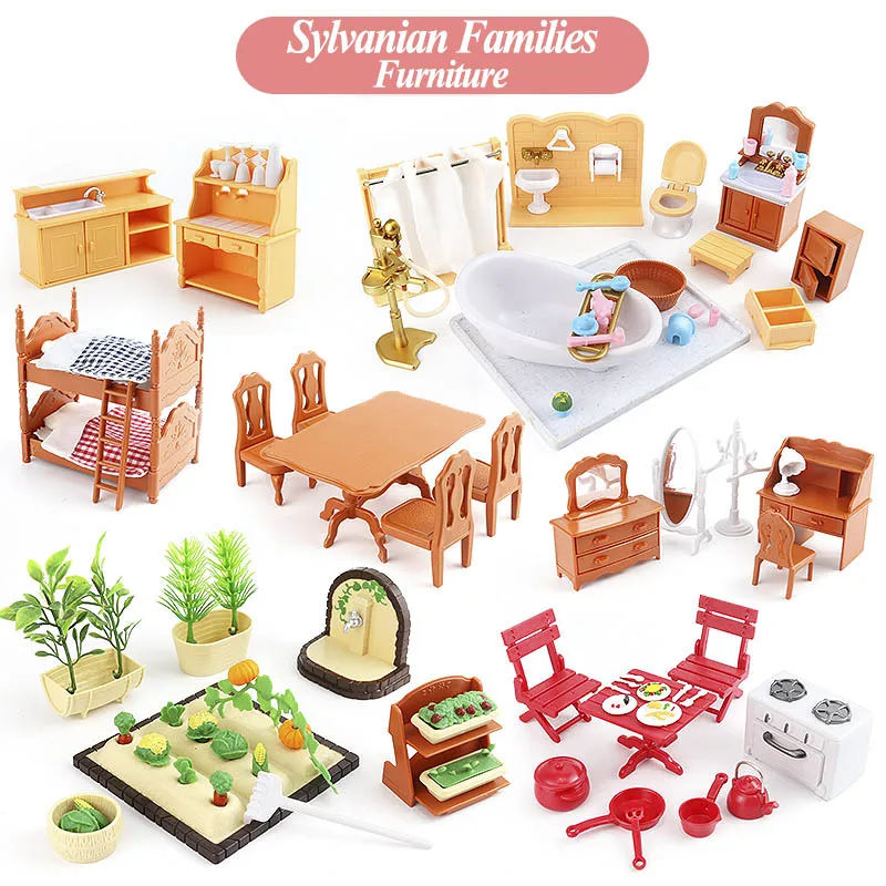 

Sylvanian Families Furniture Toys Dollhouse Sofa Piano Table Miniature Furniture Sets Children Gift Toys Available in a variety