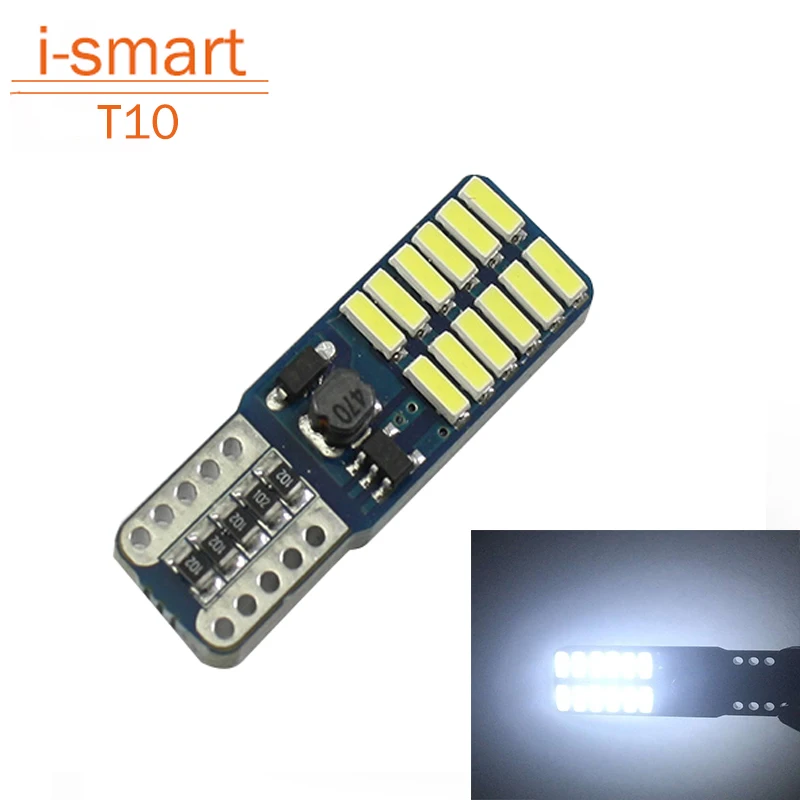 Super bright 24 SMD 4014 led car light 12V w5w T10 led auto canbus cob externa clearance bulb door reading lamp turn signal