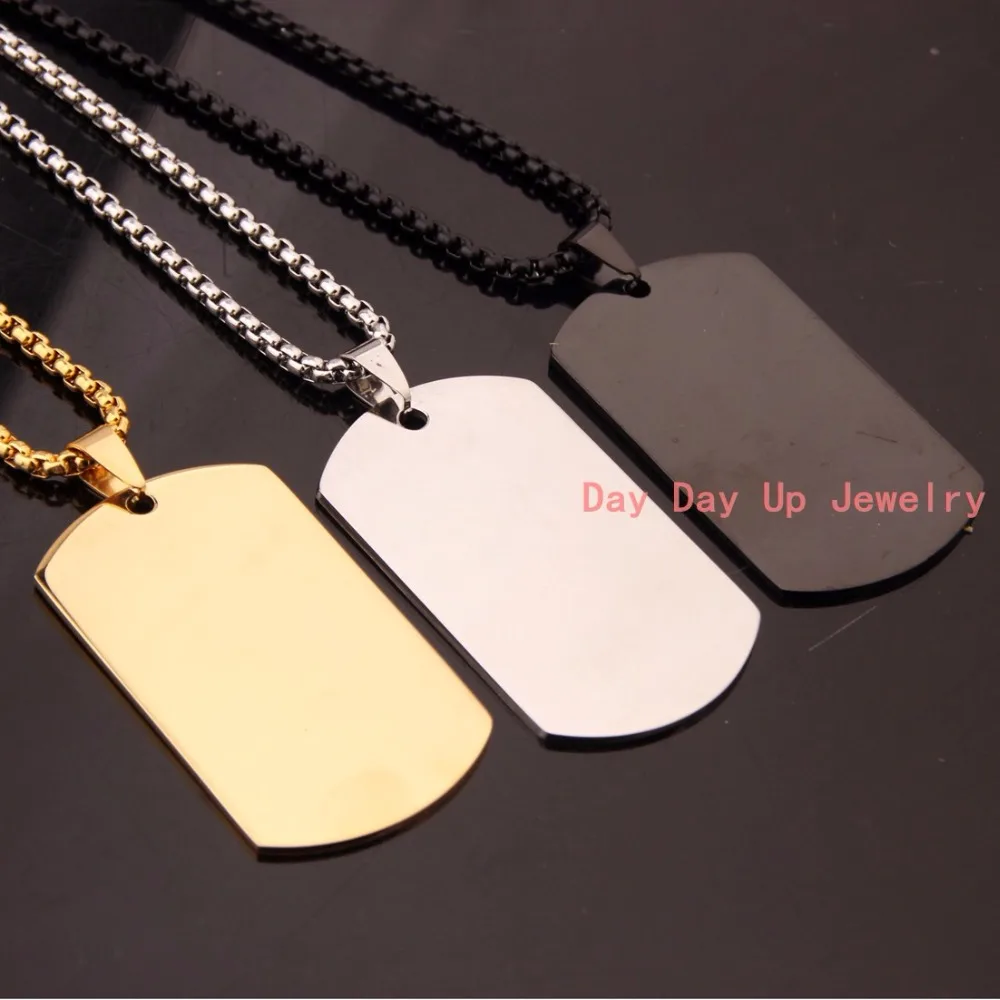 

1.69"*1.14" 18.6g Hot Selling 316L Stainless Steel Silver Gold Black Polished Dog Tag Pendant Mens Women Necklace Charms Jewelry