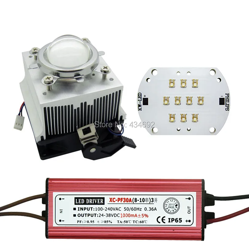 

30W 60W High Power Led Lamp + LED Driver + Led Heatsink Fan Kit Whit 5000k Royal Blue 450-455NM
