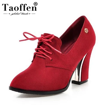 

Size 31-48women Pointed Toe High Heel Shoes Fashion Lace-Up Office Lady Shoes Woman Square Heeled Pumps Brand Dress Shoes