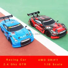 RC гоночный Дрифт Автомобиль 2,4 Ghz GTR 1:18 Масштаб дистанционное управление с подсветкой 4WD высокоскоростной беспроводной электронные игрушки