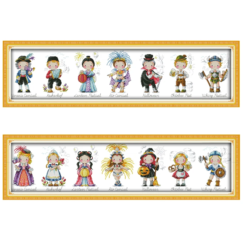 

World Festival Patterns Counted Cross Stitch 11 14CT Cross Stitch Sets wholesale cartoon Cross-stitch Kits Embroidery Needlework