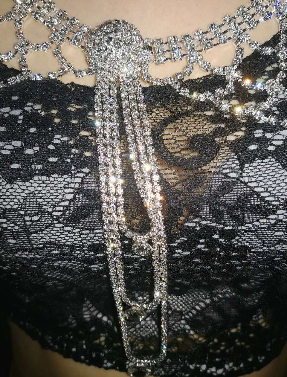 Большой размер свадебный кристалл, Стразы ожерелье плечо шаль с цепью Жгут ожерелье Роскошные свадебные украшения для тела аксессуары