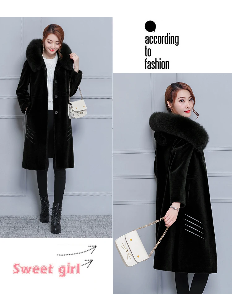 6916 5XL Plus Size Faux Fur Coat with Hood Women Elegant Winter Wool Jacket Fox Fur Collar Luxury Warm Long Winter Coat Women 2018 7