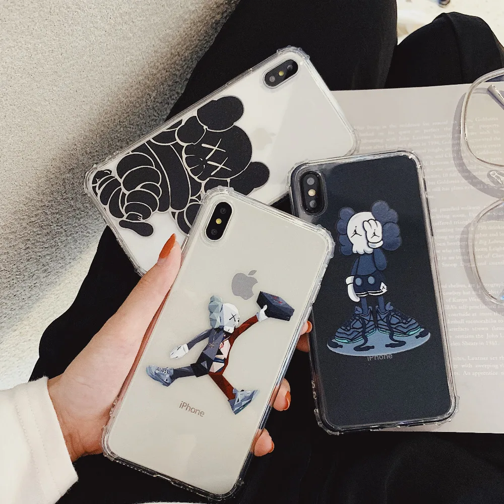 

KAIEN fashion cartoon KAWS Four corner protection soft Mobile phone case for iPhone 6 6s 7 8 plus 10 X XR XS MAX for Apple cover