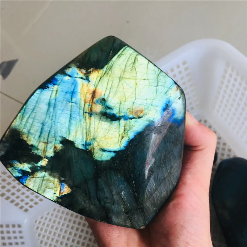

400g-700g Natural Crystal Moonstone Raw Gemstone Ornament Polished Quartz Labradorite Handicraft Decorating Stone Healing 1pcs