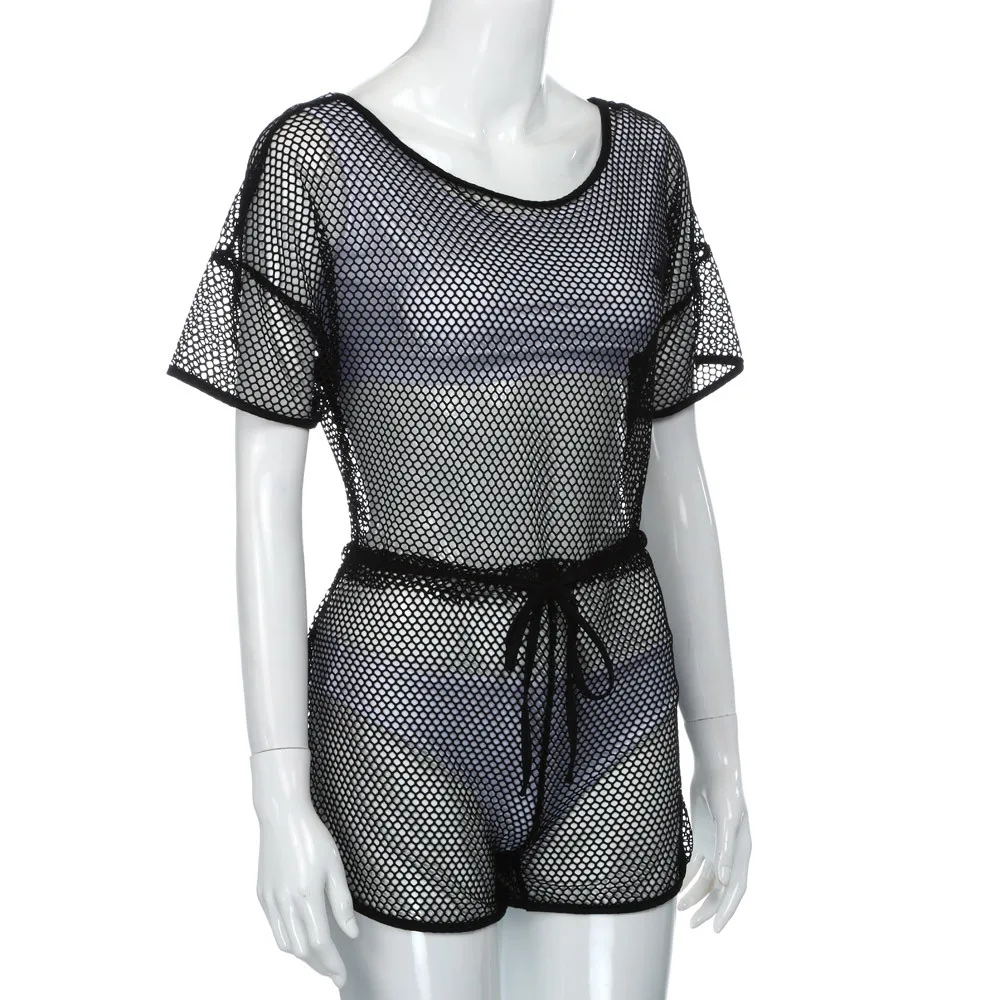 شحن النعامة الخريف التطريز Playsuits شبكة كم ديب يا الرقبة Playsuit زهرة ارتداءها النساء الزنانير السروال القصير C2735