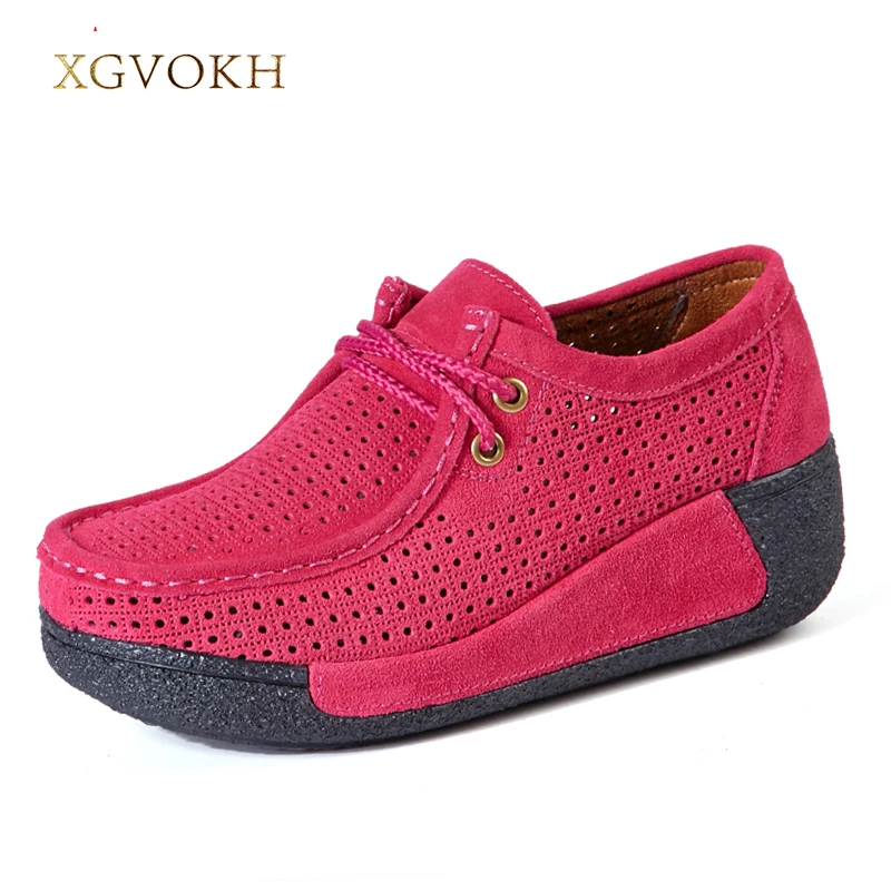 

Women Flats Platform Shoes cow Suede leather summer Casual Shoes super Breathable soft Flats women Mother Moccasins Lace up