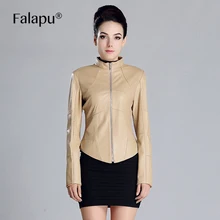 Falapu с длинными рукавами короткая заметка Пояса из натуральной кожи модная куртка на молнии осень Высокая-класс кожаные куртки женские XG-8045