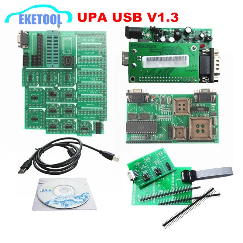 

Newest UPA USB Serial Programmer V1.3 Green Adapter Full Sets Auto ECU Chip Tuning UUPROG EEPROM V1.3.0.14 R2 OBD2 ECU Adapters