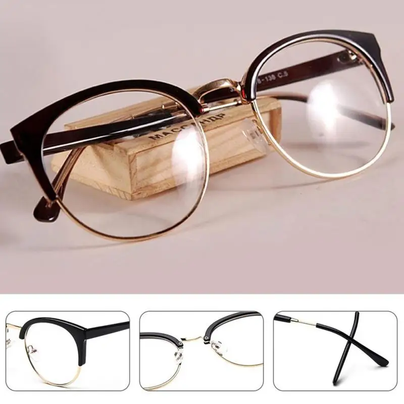 

2019 Hot Fashion Cat Eye Half Frame Metal Anti-Radiation Goggles Plain Glass Spectacles 10 colors #1015