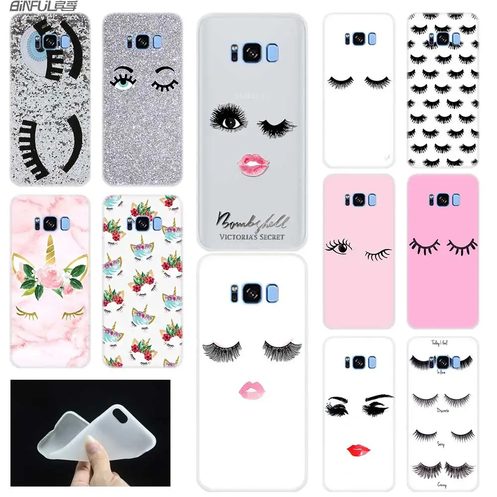 

Silicone 3D TPU Phone Case For Samsung S5 S6 S7 Edge S8 S9 Plus S10 E Note 8 9 10 Pro Cover big eye eyelashes eyelash curler