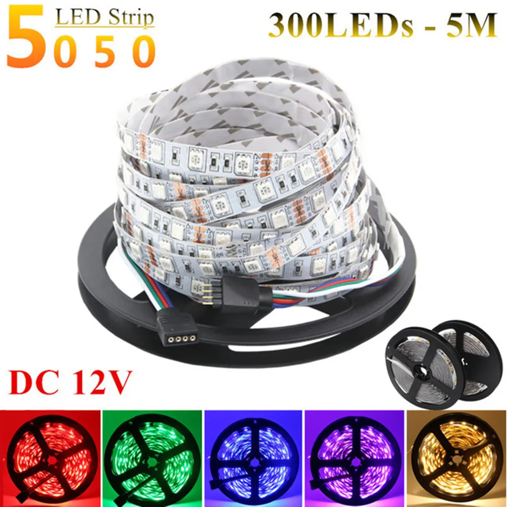 5 м/лот SMD 5050 Водонепроницаемый led rgb dc12v 5 м/roll 60leds/M 14.4 Вт/m10mm гибкая Xmas свет строки