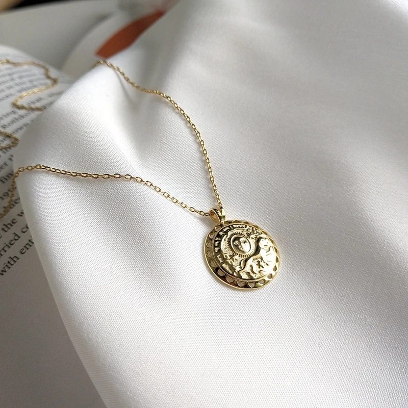 LouLeur, серебро 925 пробы, человеческое лицо, ожерелье с подвесками в форме динозавров, золотой круглый элемент, комбинированная фигура, ожерелье для женщин, ювелирное изделие