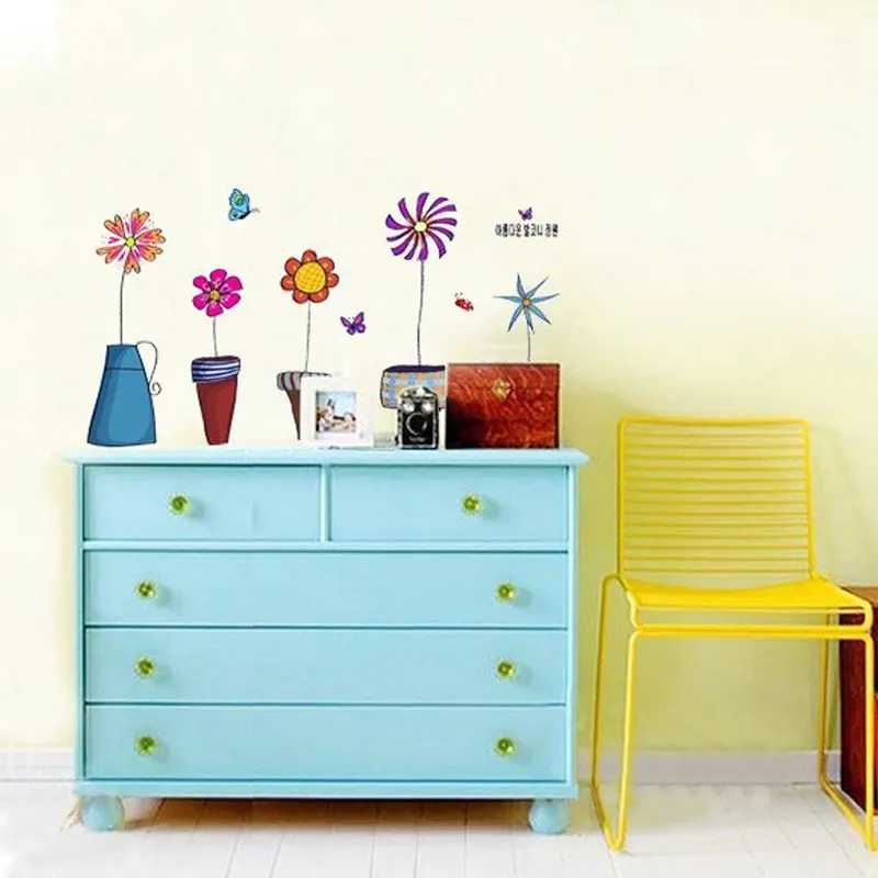 Wall Sticker Flower Kitchen Window Sticker Butterfies Wall Stickers Home Decor Bathroom Vinyl Wall Decals Kids Room Decoration