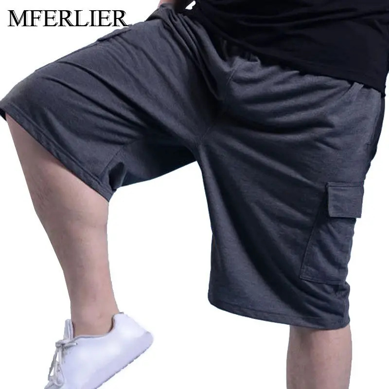 MFERLIER летние мужские короткие штаны плюс размер 4XL 5XL Талия 140 см Большие размеры Мужские шорты 3 цвета