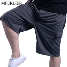 MFERLIER летние мужские короткие штаны плюс размер 4XL 5XL Талия 140 см Большие размеры Мужские шорты 3 цвета